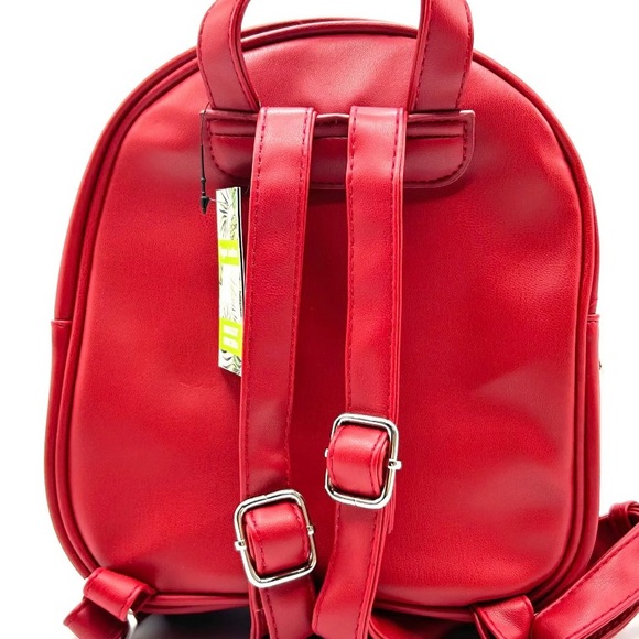 Badgley Mischka Mini Quilted Studded Backpack Red - Picture 5 of 5